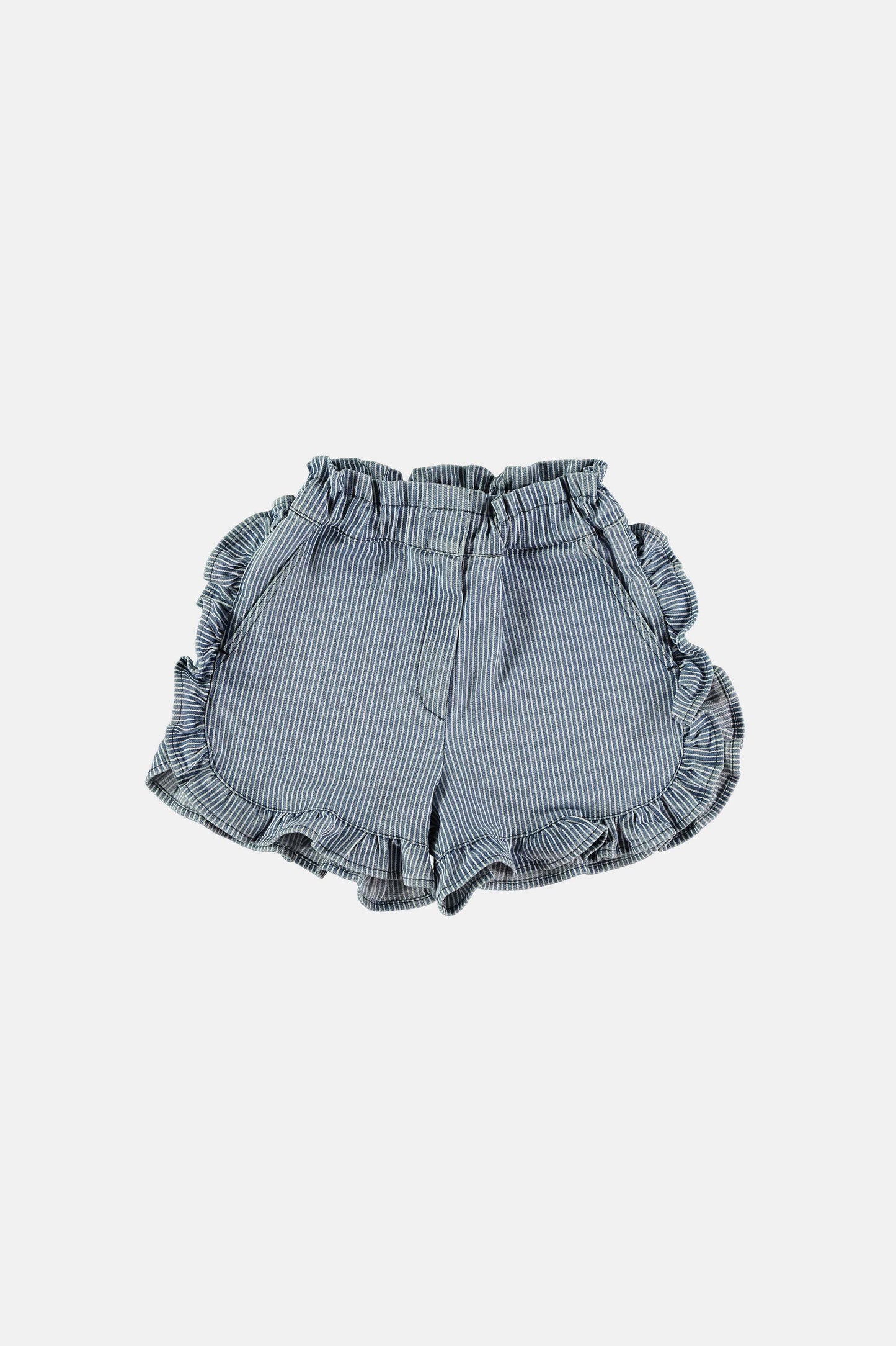 Striped denim frill shorts Shorts Coco au lait 