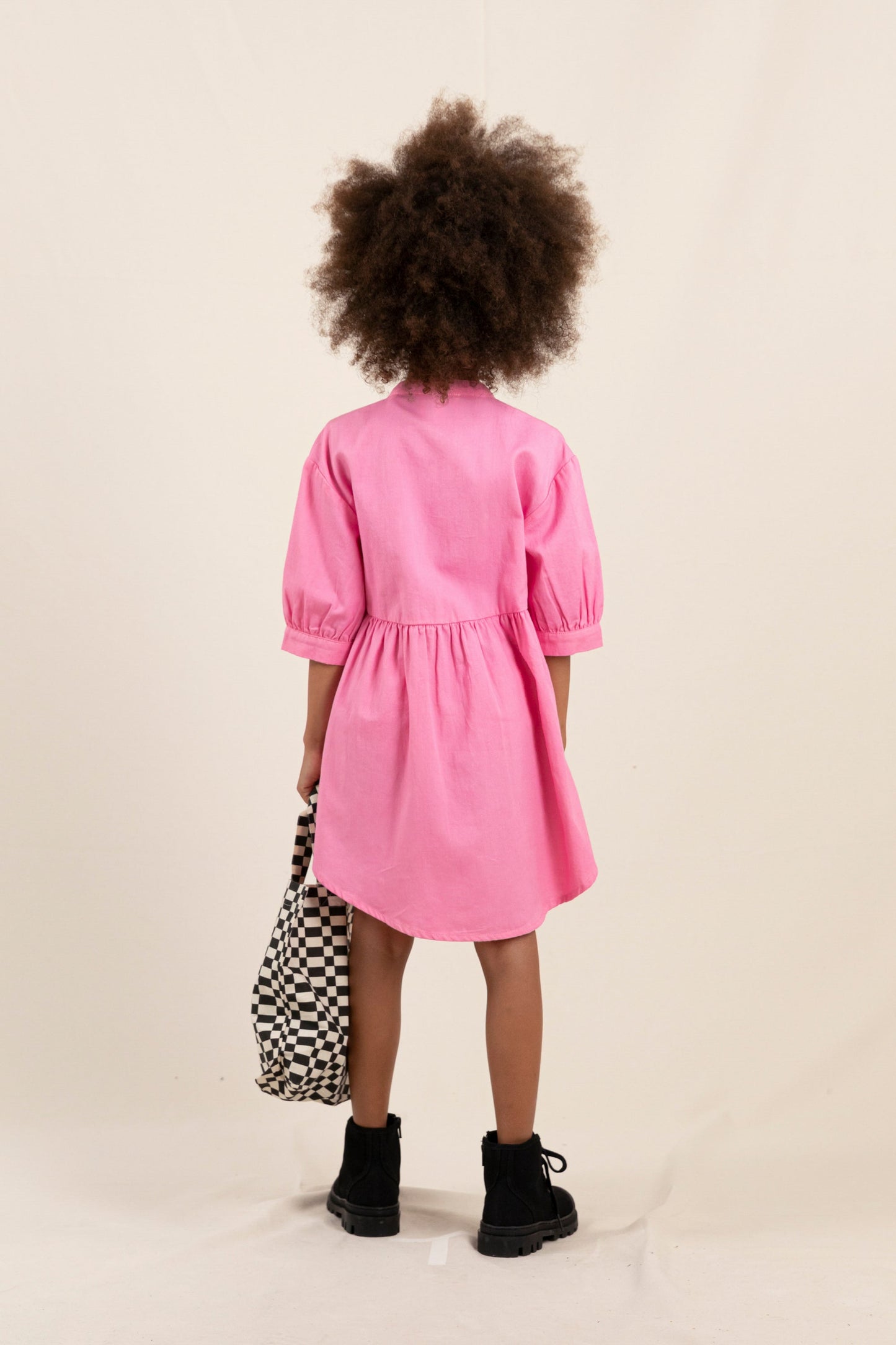 SWING Fluo Pink - Short Sleeve Shirt Dress