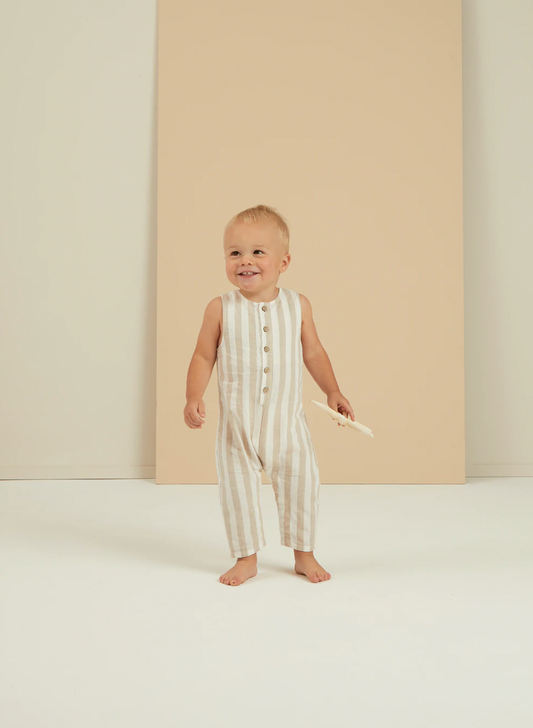 Button jumpsuit grey stripe