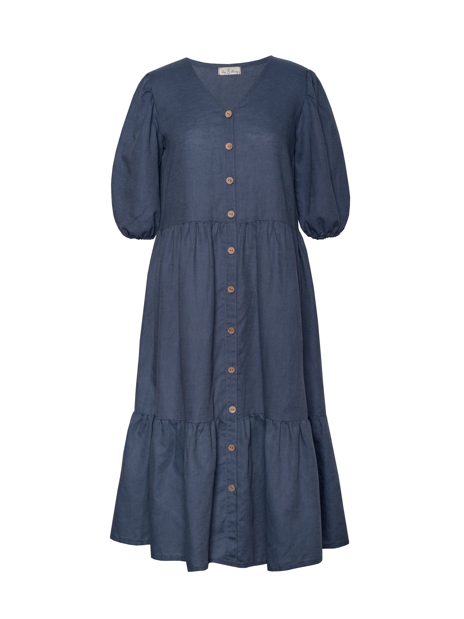 Linen blend dress - blue Dresses Tiny Bunny 