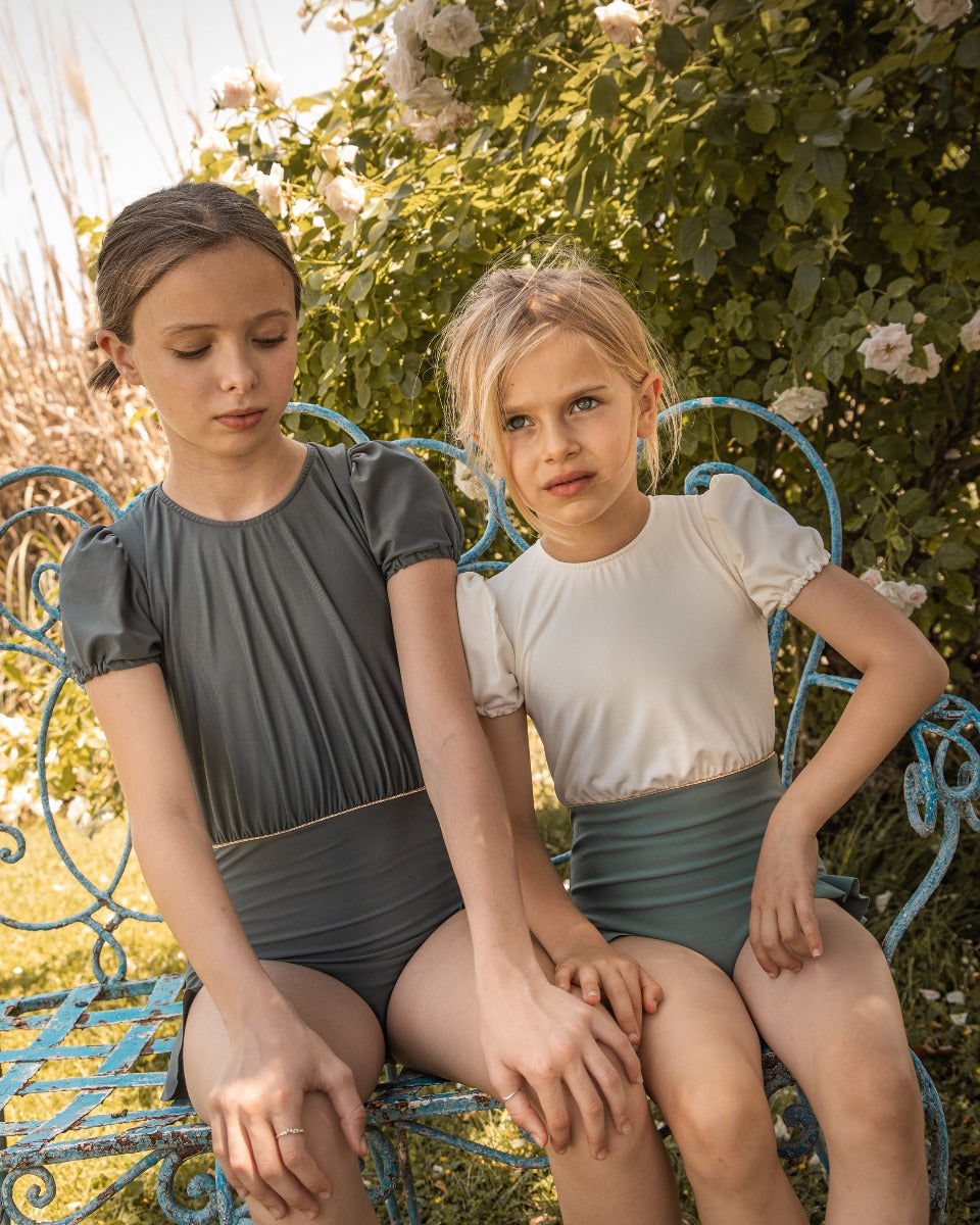 Tee Swimsuit Ivory Green Swimwear Cosmosophie 