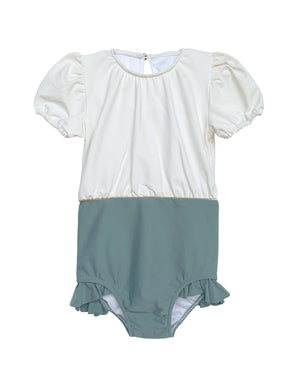 Tee Swimsuit Ivory Green Swimwear Cosmosophie 