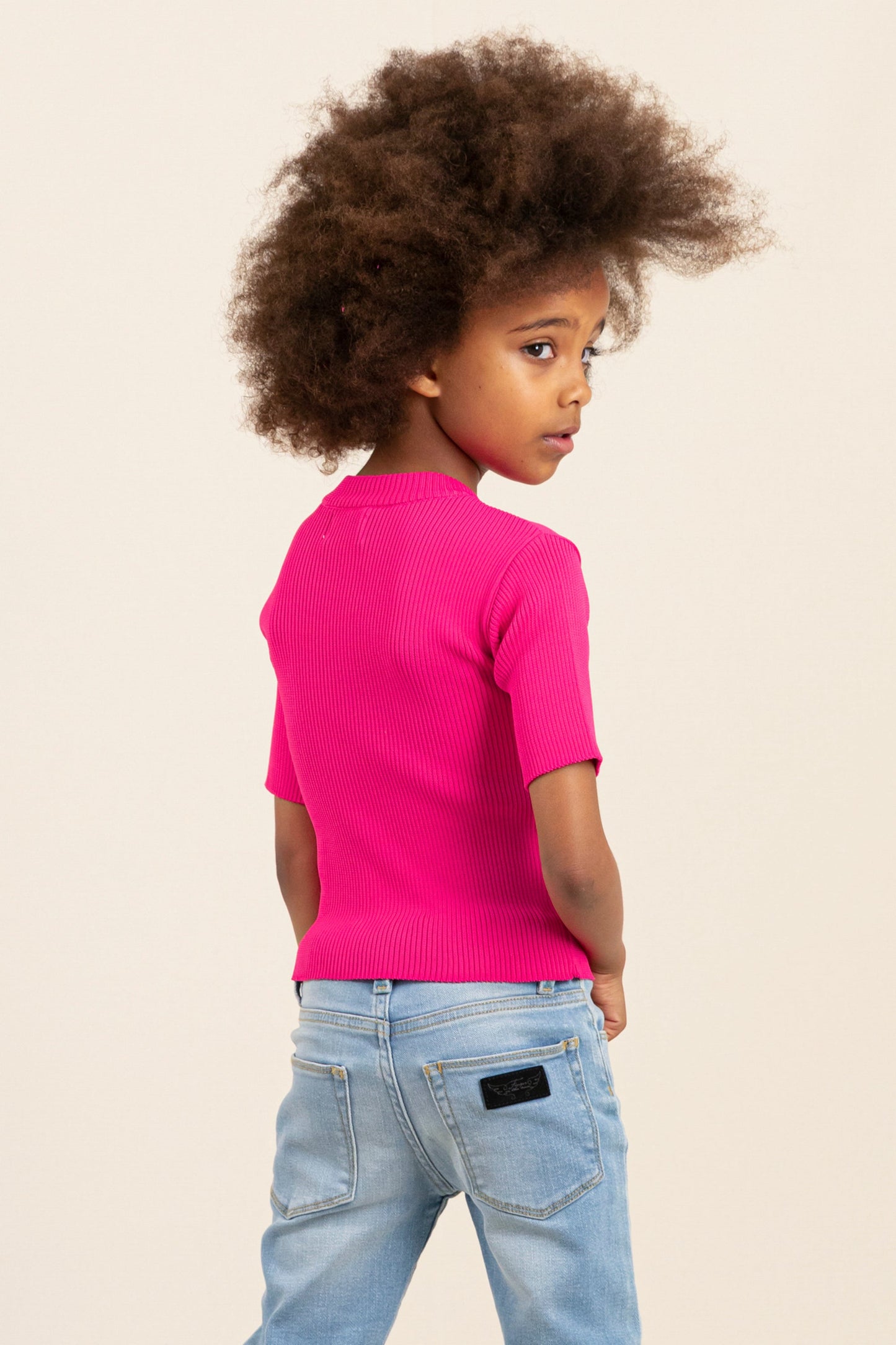 TRACY Fluo Pink - Short Sleeve Jumper