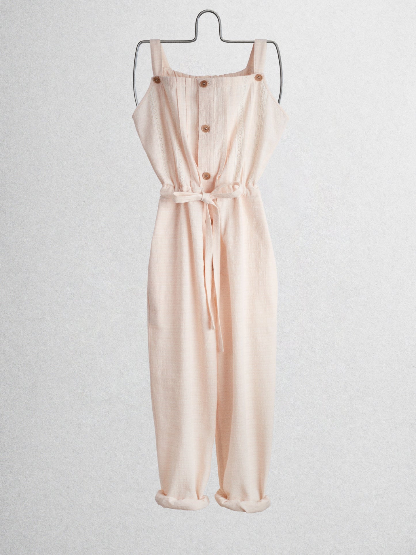Soft peach textured jacks jumpsuit