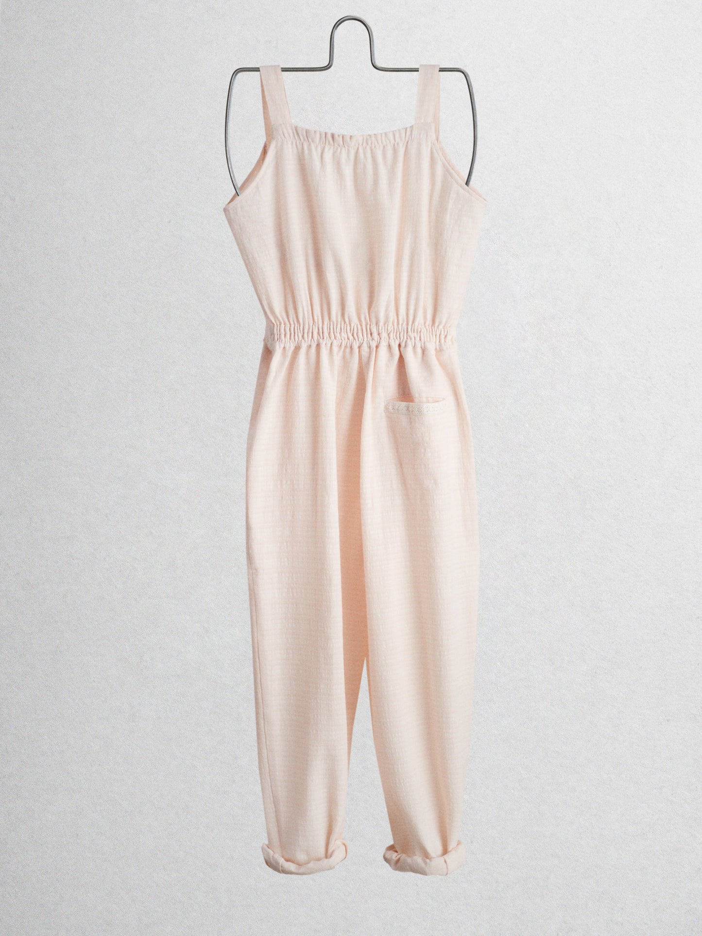 Soft peach textured jacks jumpsuit