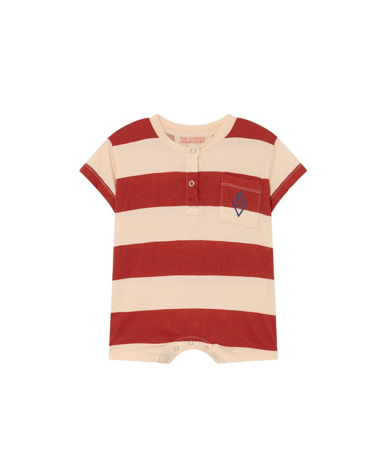 Rabbit baby jumpsuit Beige Stripes Baby Grows The Animals Observatory 