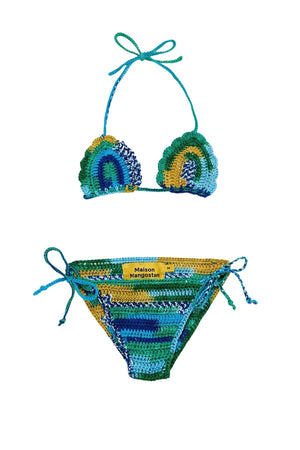 Crochet Bikini Blue Swimwear Maison Mangostan 