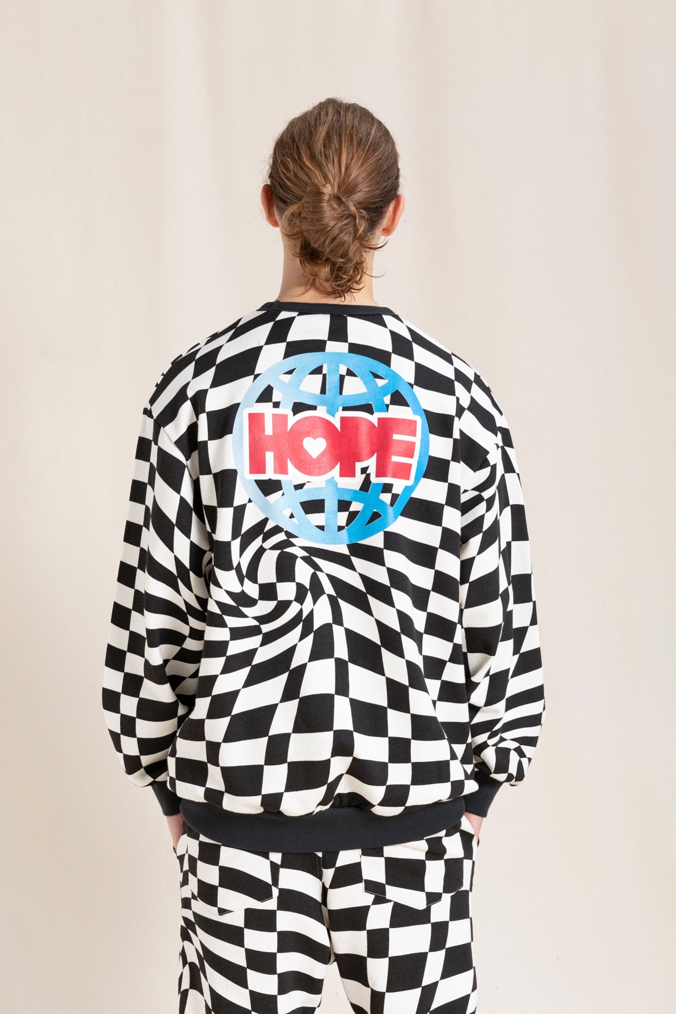 WAVE Black Twisted Checkers - Loose Sweater