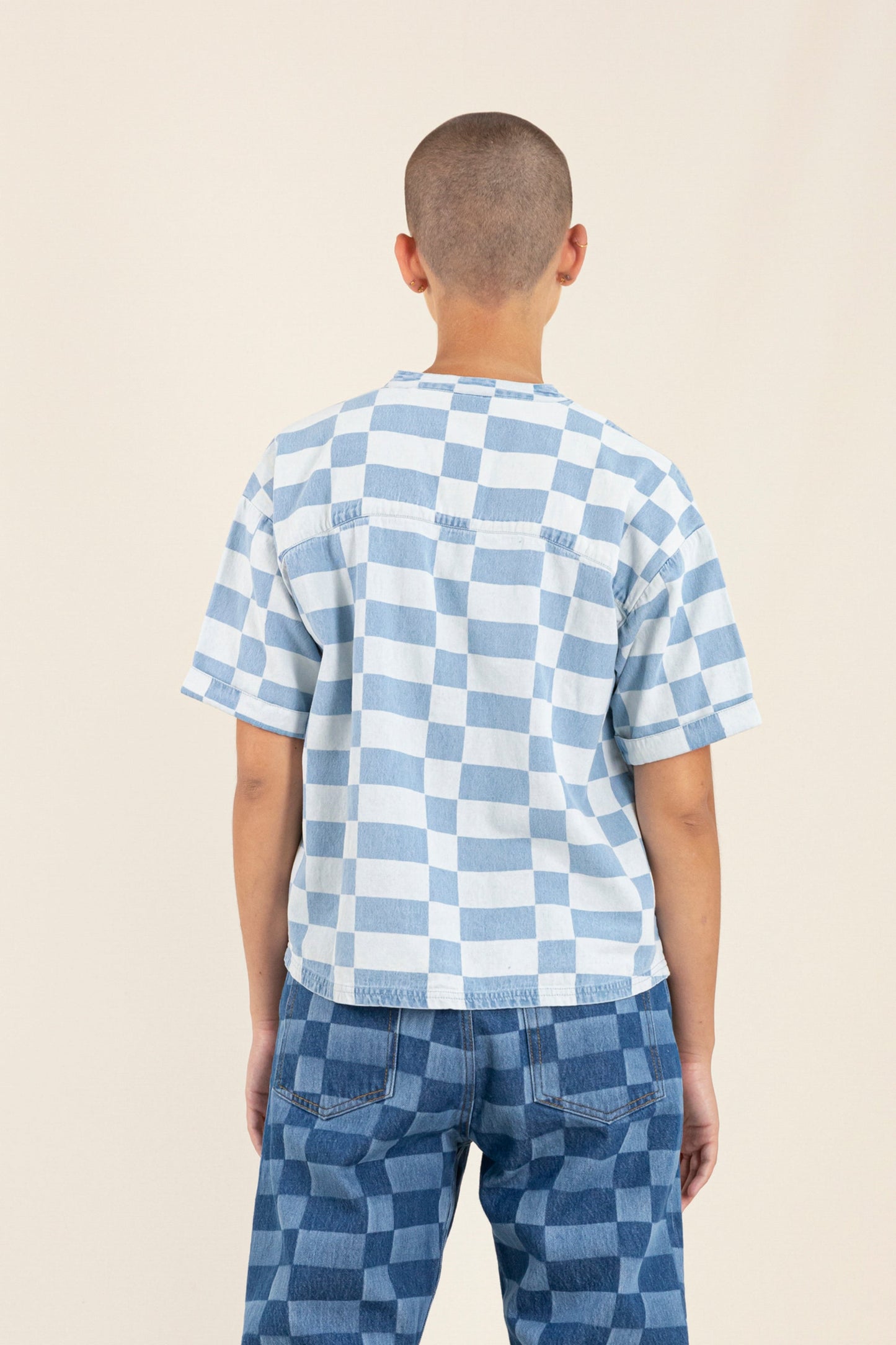 WONDER Blue Denim Checkers - Oversized Shirt