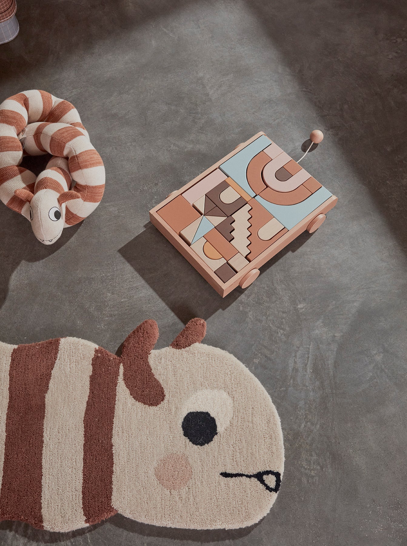 Wooden Rainbow Wagon with Blocks - Nature Wooden Toy OYOY 