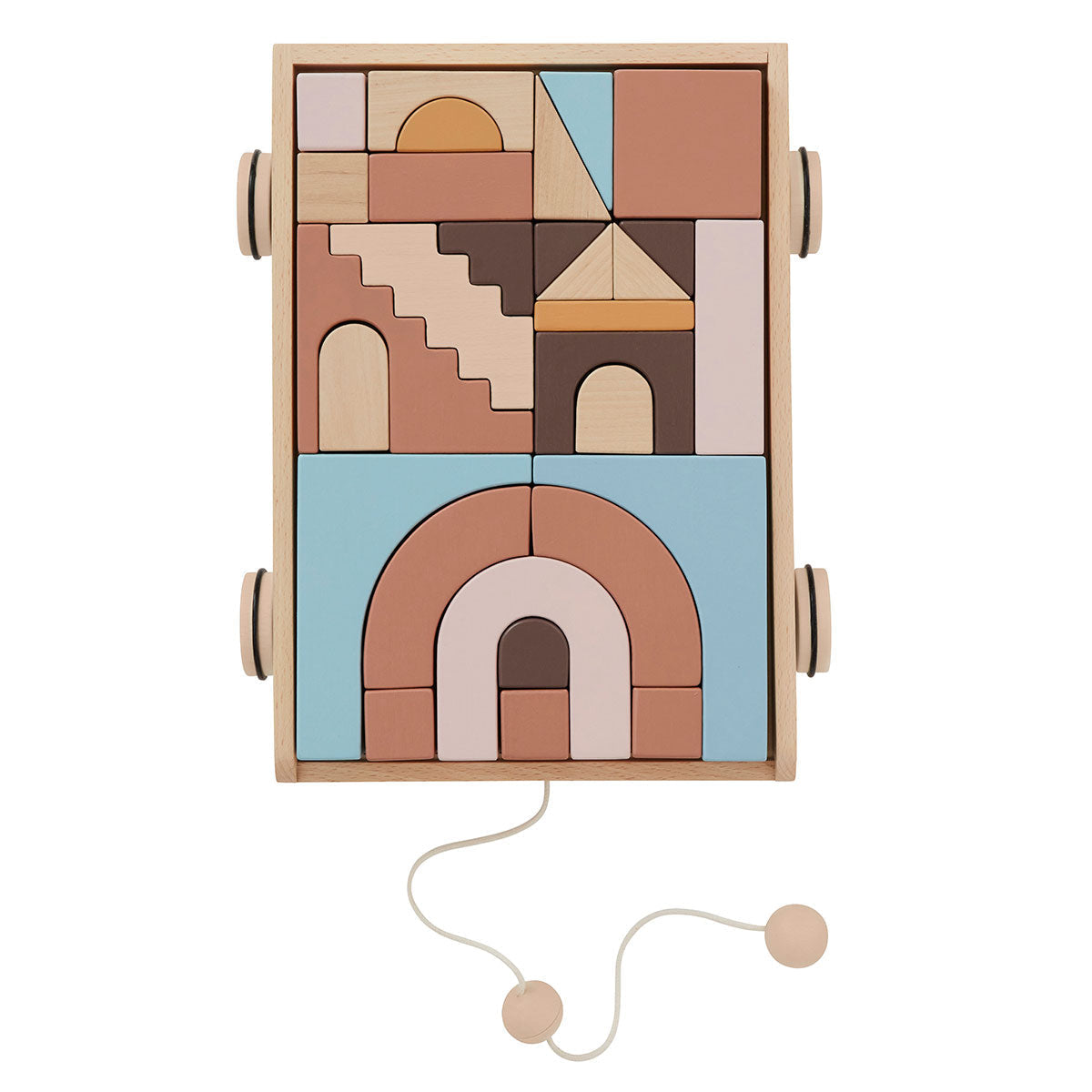 Wooden Rainbow Wagon with Blocks - Nature Wooden Toy OYOY 