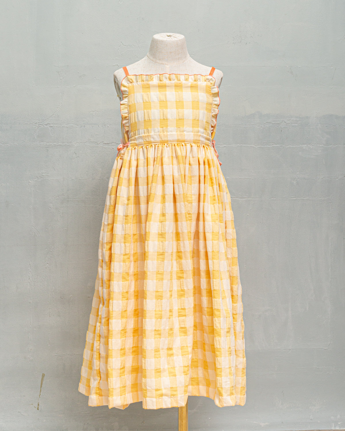 Ada Dress in Vichy Yellow Dresses Cosmosophie 