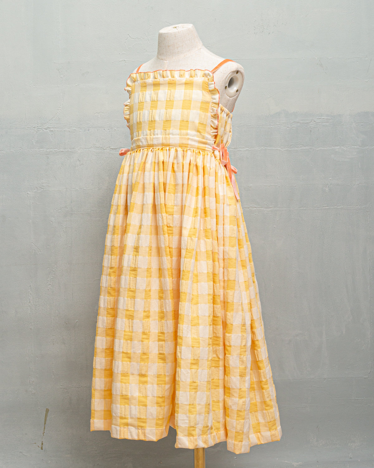 Ada Dress in Vichy Yellow Dresses Cosmosophie 