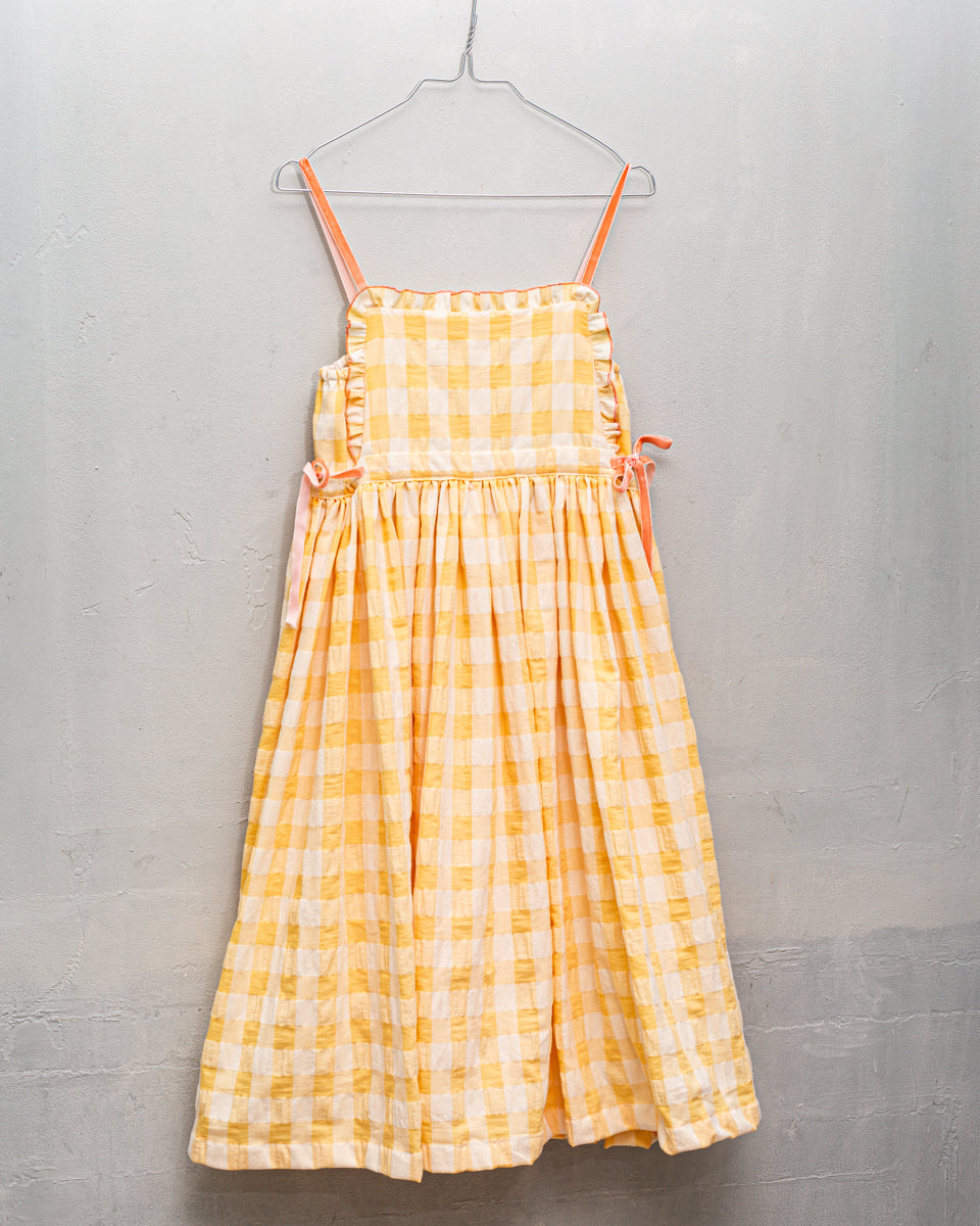 Ada Dress in Vichy Yellow Dresses Cosmosophie 