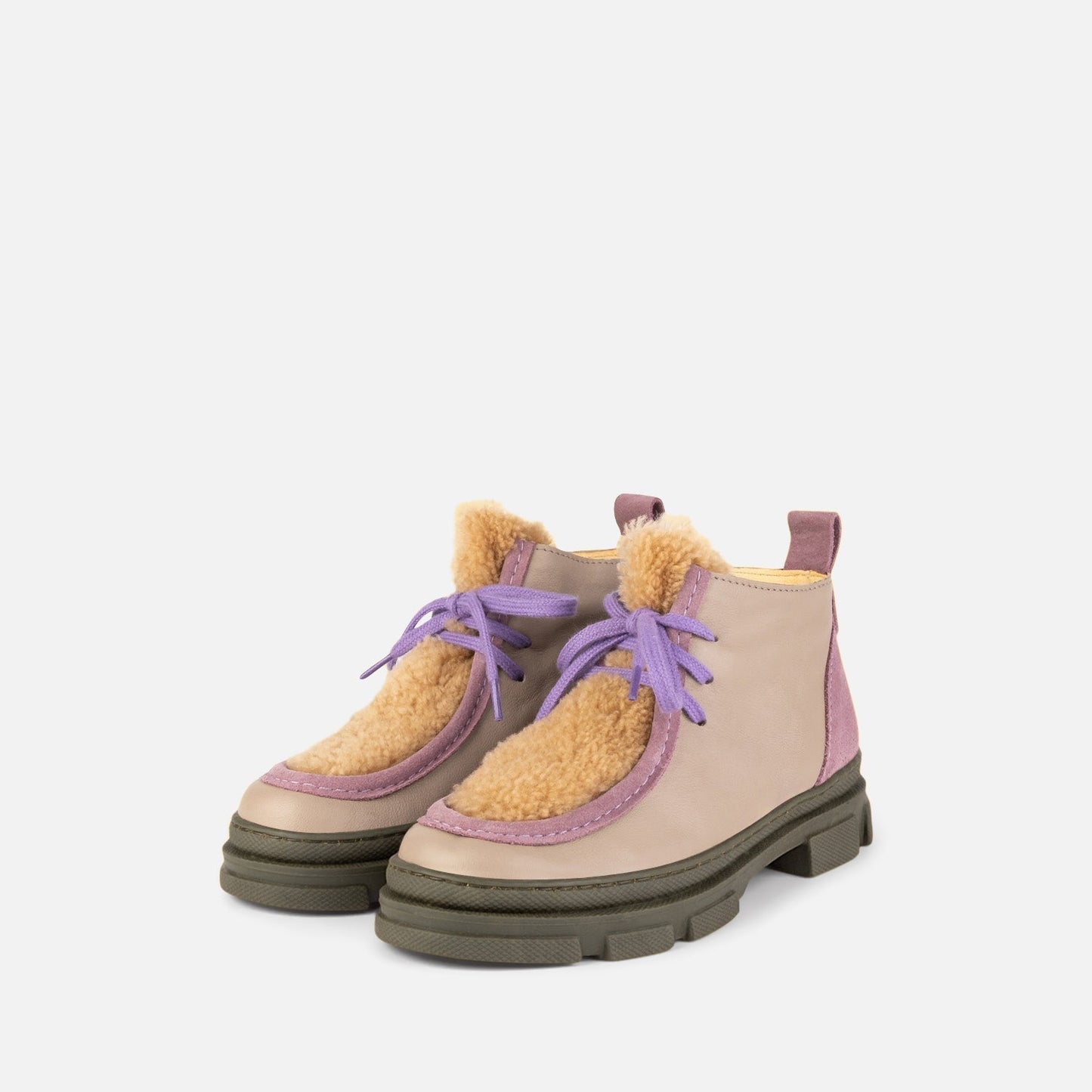 Wallabee Boots - Beige & Mauve Shoes Dulis Shoes 