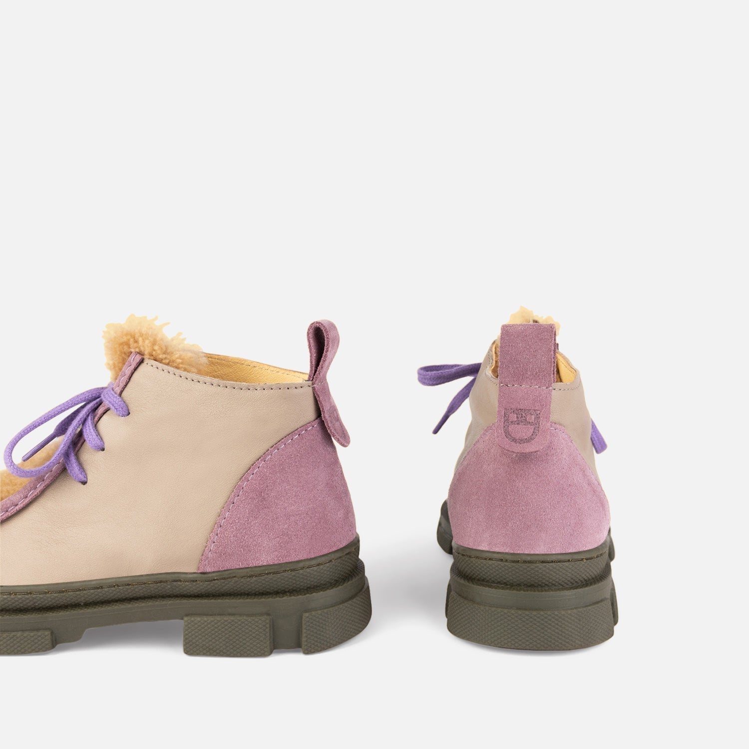 Wallabee Boots - Beige & Mauve Shoes Dulis Shoes 