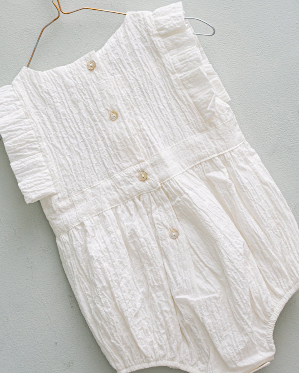 Hunter Romper in White Baby Grows Cosmosophie 