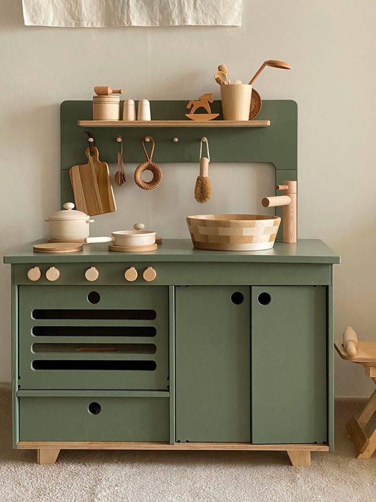 Dusty Green Wooden Play Kitchen Kids Room Furniture Midmini 