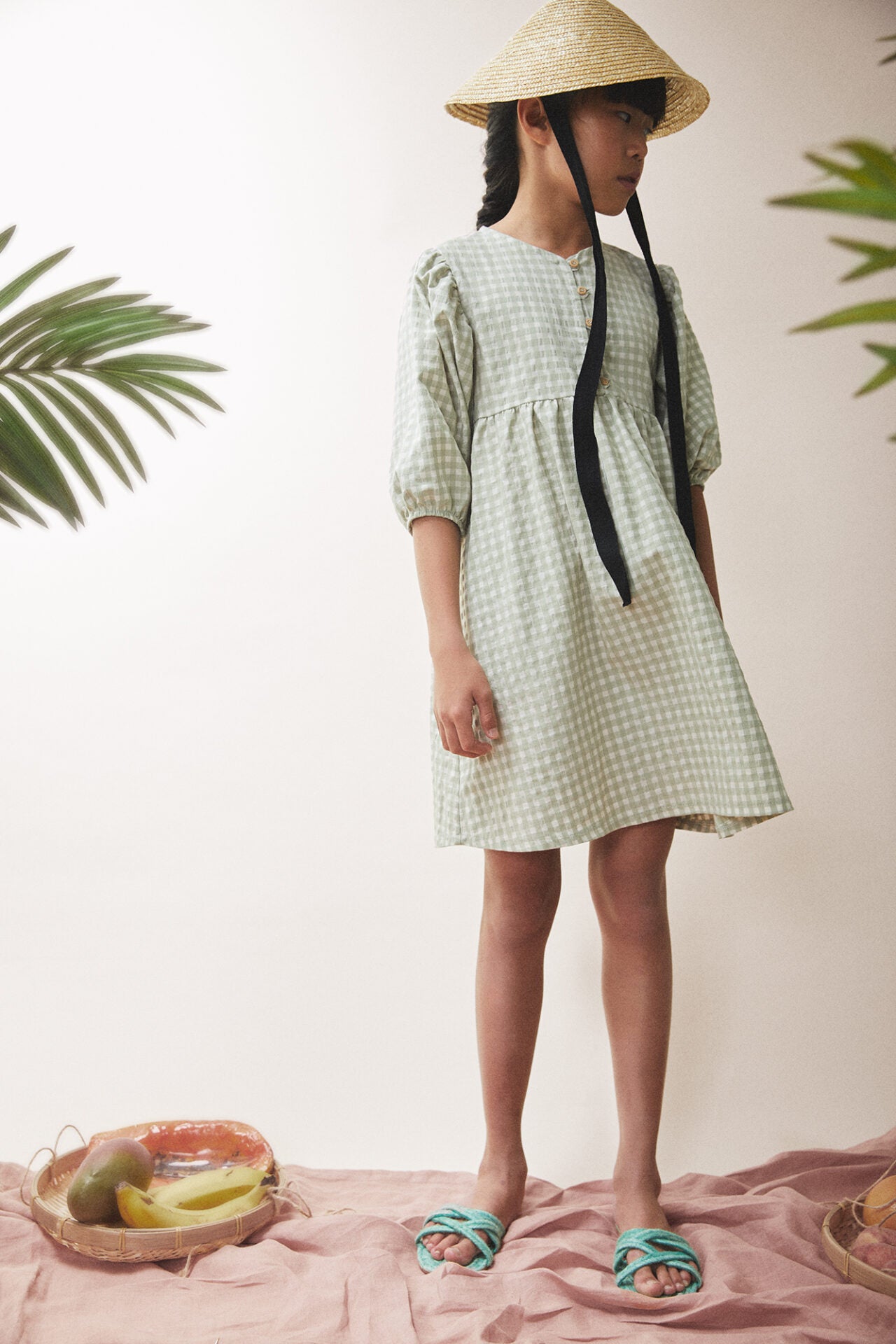 Corie Dress Tea Green Checks Girls Jellymade 