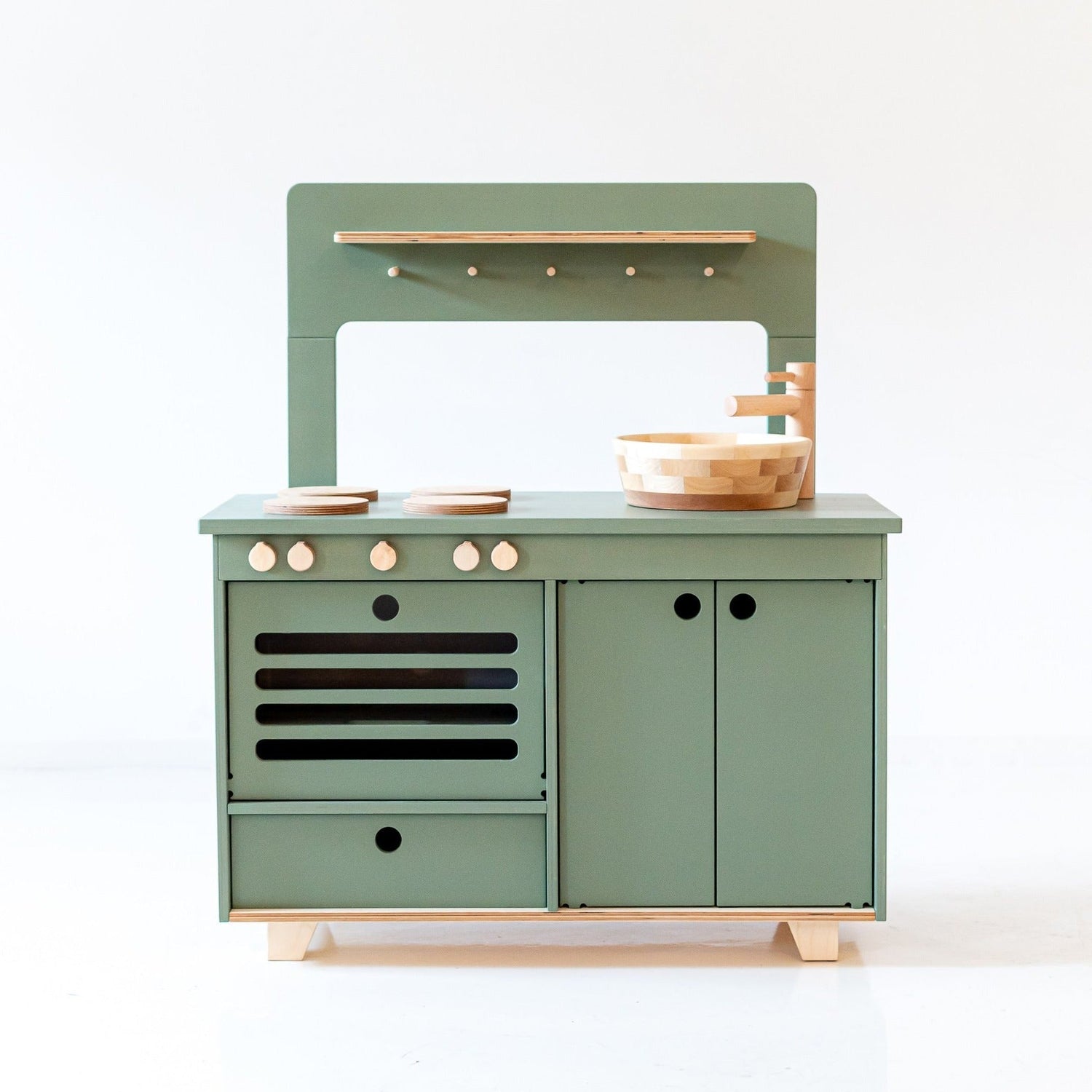 Dusty Green Wooden Play Kitchen Kids Room Furniture Midmini 