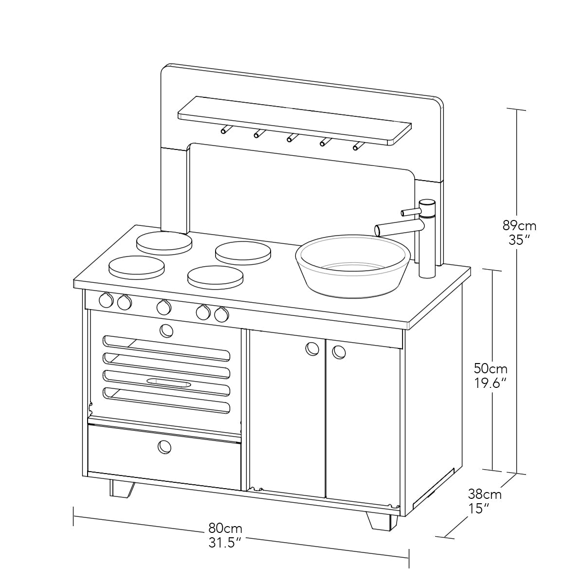 Montesori Mahogany Play Kitchen Midmini 