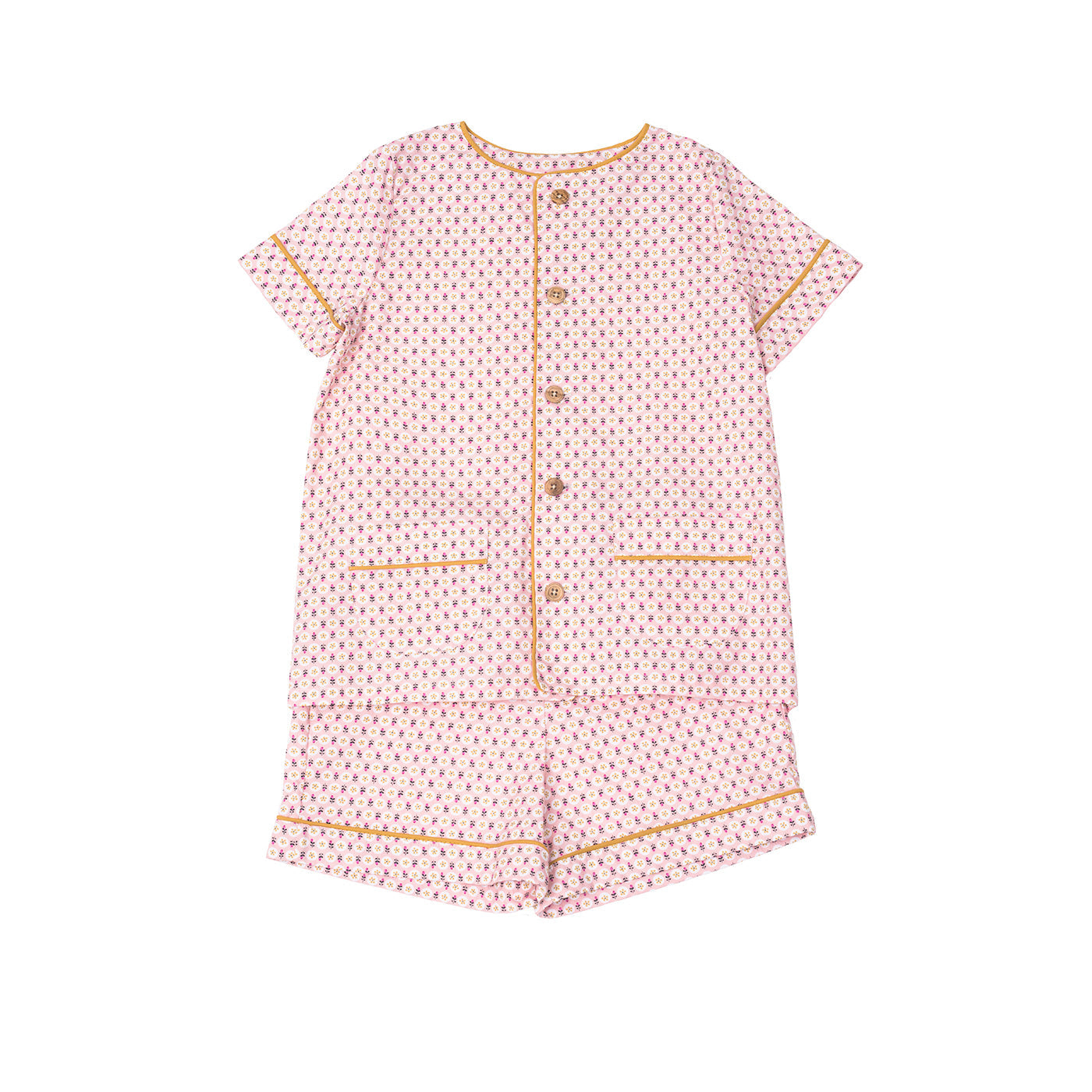 Pyjama Gab Pink / live Mustard Geometric