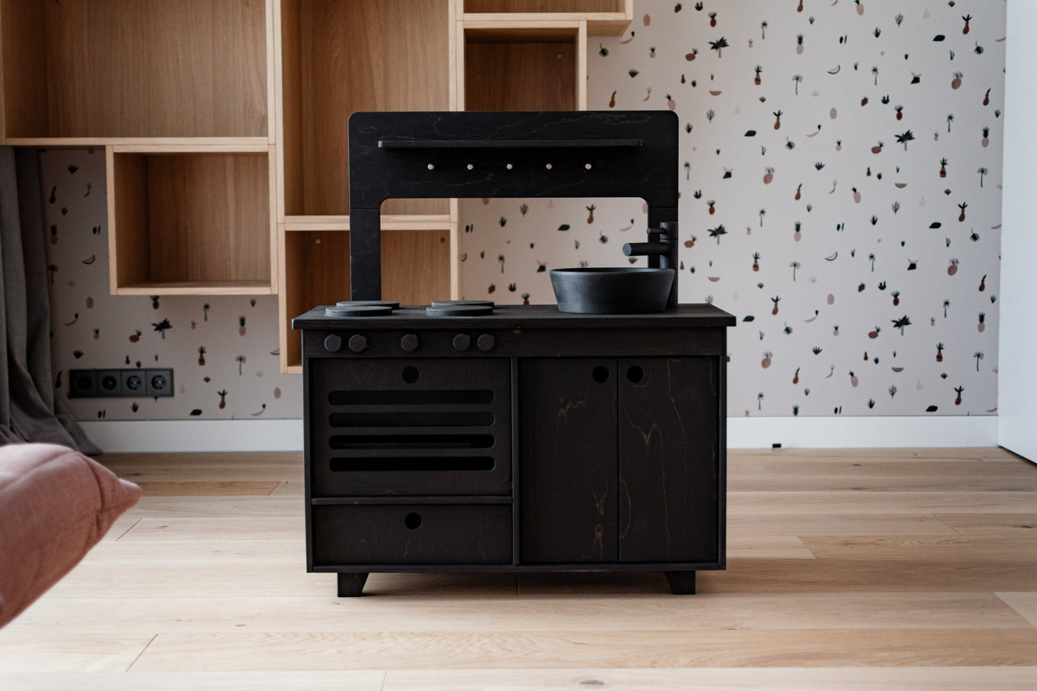 Raven Black Wooden Play Kitchen Kids Room Furniture Midmini 