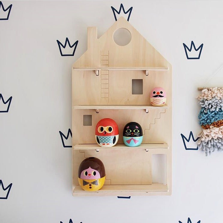 Play House Shelf – Wooden Hanging Wall Wallart Midmini 