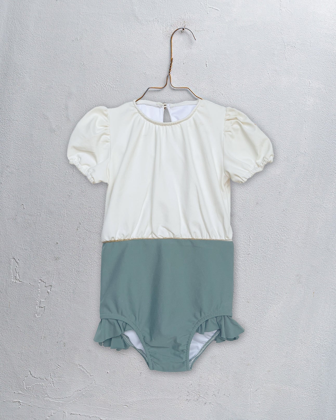 Tee Swimsuit Ivory Green Swimwear Cosmosophie 